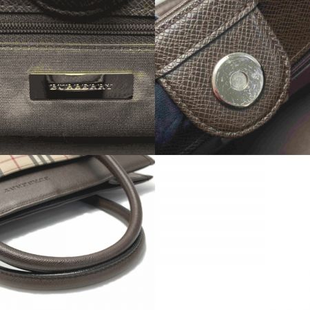  BURBERRY バーバリー ノバチェック ハンドバッグ ベージュ ブラウン キャンバス×レザー
