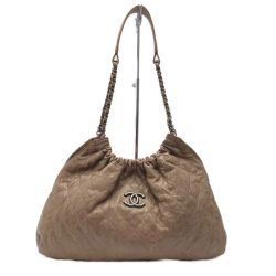 ☆☆ CHANEL シャネル ココマーク マトラッセ ワンショルダーバッグ ブラウン キャビアスキン チェーン Aランク