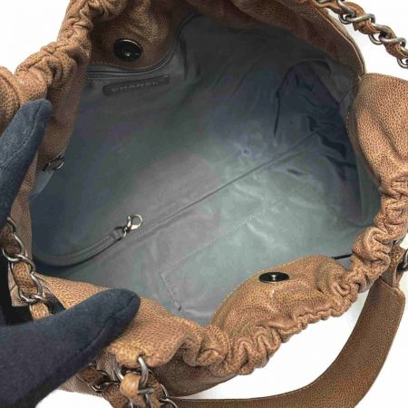  CHANEL シャネル ココマーク マトラッセ ワンショルダーバッグ ブラウン キャビアスキン チェーン