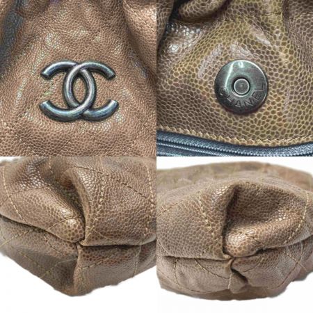  CHANEL シャネル ココマーク マトラッセ ワンショルダーバッグ ブラウン キャビアスキン チェーン