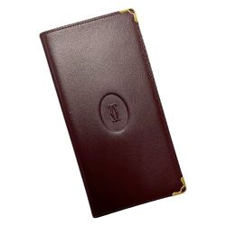 ☆☆ Cartier カルティエ マスト ボルドー 長財布 札入れ レディース レザー ゴールド金具 箱・ギャランティカード有 Aランク