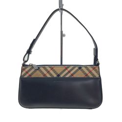 ☆☆ BURBERRY バーバリー ノバチェック ミニハンドバッグ ブラック キャンバス レザー Bランク