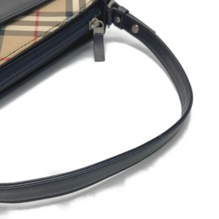  BURBERRY バーバリー ノバチェック ミニハンドバッグ ブラック キャンバス レザー