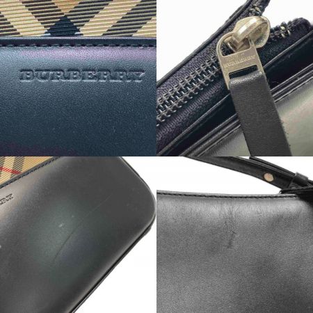  BURBERRY バーバリー ノバチェック ミニハンドバッグ ブラック キャンバス レザー