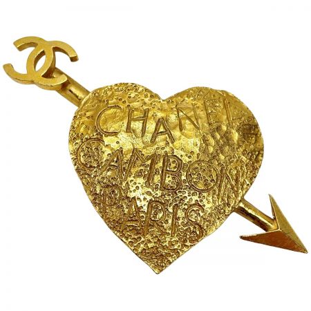  CHANEL シャネル CCマーク ゴールド ハート&アロー ブローチ レディース ヴィンテージ