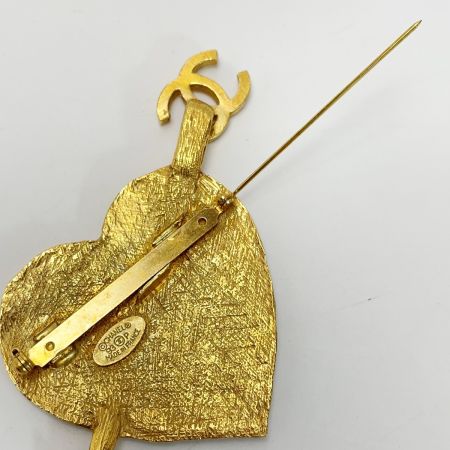  CHANEL シャネル CCマーク ゴールド ハート&アロー ブローチ レディース ヴィンテージ