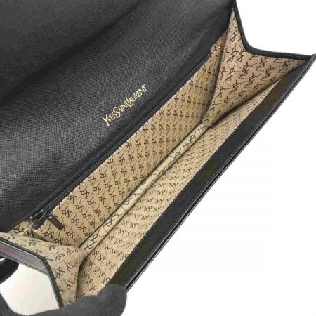  Yves Saint Laurent イブサンローラン YSLロゴ クラッチバッグ ブラック レザー セカンドバッグ 布袋有