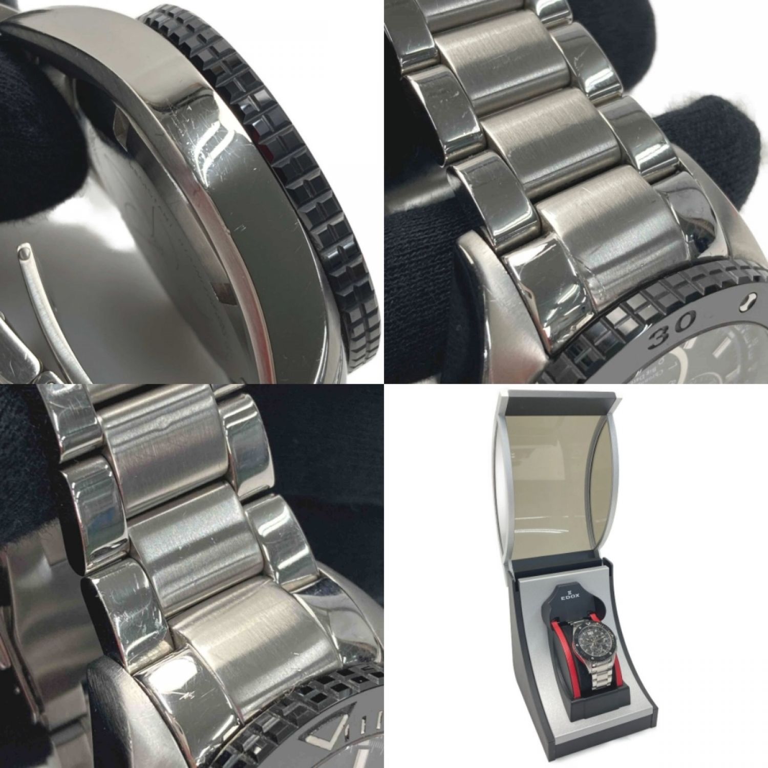 ☆☆EDOX エドックス クラスワン クロノグラフ ビッグデイト 10017 ブラック クォーツ メンズ 腕時計 ケース有