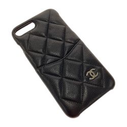 ☆☆ CHANEL シャネル マトラッセ キャビアスキン 19クルーズ A83563 ブラック 携帯ケース iPhone7 8 Bランク
