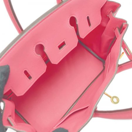  HERMES エルメス バーキン25 ハンドバッグ ローズアザレ ヴォースイフト A刻印 クロシェット・カデナ・鍵有