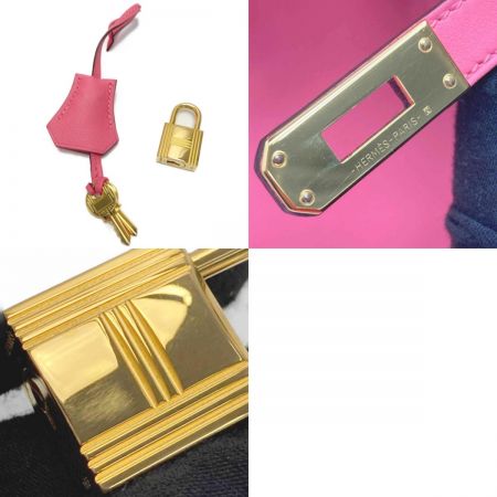  HERMES エルメス バーキン25 ハンドバッグ ローズアザレ ヴォースイフト A刻印 クロシェット・カデナ・鍵有