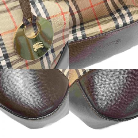  Burberrys バーバリーズ ホースフェリー チェック ワンショルダーバッグ ベージュ×ブラウン チャーム付き