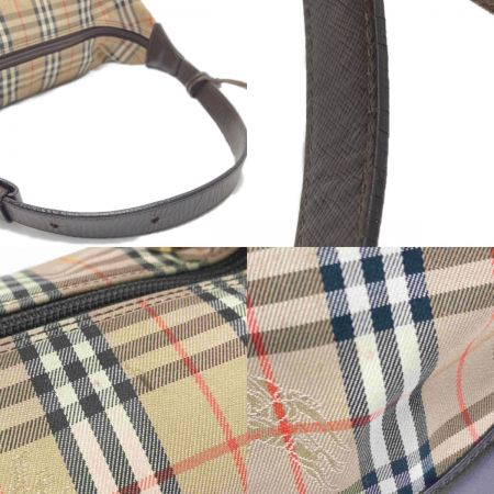  Burberrys バーバリーズ ホースフェリー チェック ワンショルダーバッグ ベージュ×ブラウン チャーム付き