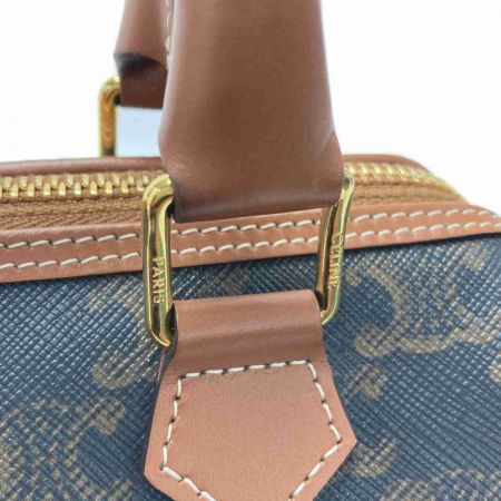  CELINE セリーヌ トリオンフ ミニボストン 2WAYバッグ ブラウン ハンドバッグ ショルダーバッグ 布袋有