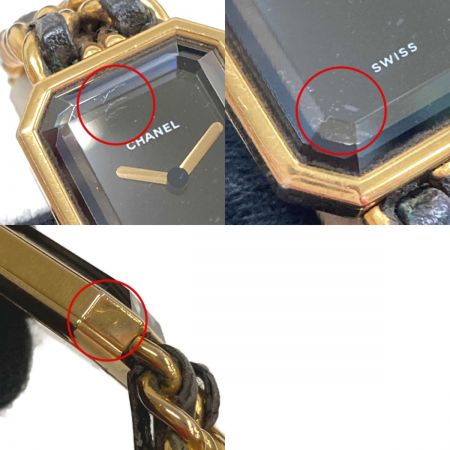  CHANEL シャネル プルミエール Lサイズ ブラック×ゴールド クォーツ レディース 腕時計