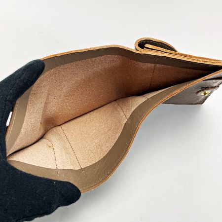  IL BISONTE イルビゾンテ 三つ折り フラップウォレット グレー 財布 レザー レディース ゴールド金具 布袋有