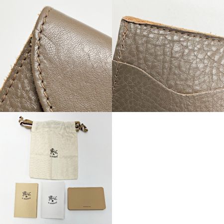  IL BISONTE イルビゾンテ 三つ折り フラップウォレット グレー 財布 レザー レディース ゴールド金具 布袋有
