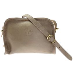 ☆☆ IL BISONTE イルビゾンテ ショルダーバッグ クロスボディバッグ グレー レザー レディース 布袋有 Aランク
