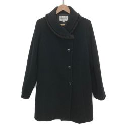 ☆☆ HANAE MORI ハナエモリ コート アンゴラ ウール サイズ L レディース 25-31773-80 ブラック Bランク