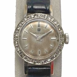 ☆☆ WALTHAM K14WG ダイヤベゼル E116186 手巻き レディース 腕時計 アンティーク Cランク