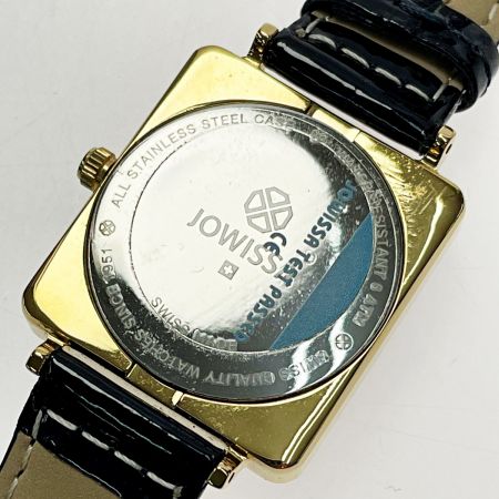  JOWISSA ファセット プリンセス ゴールド×ブルー クォーツ レディース スクエア レザー 腕時計