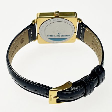  JOWISSA ファセット プリンセス ゴールド×ブルー クォーツ レディース スクエア レザー 腕時計