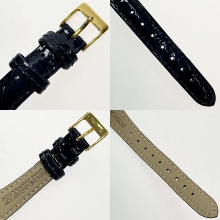  JOWISSA ファセット プリンセス ゴールド×ブルー クォーツ レディース スクエア レザー 腕時計