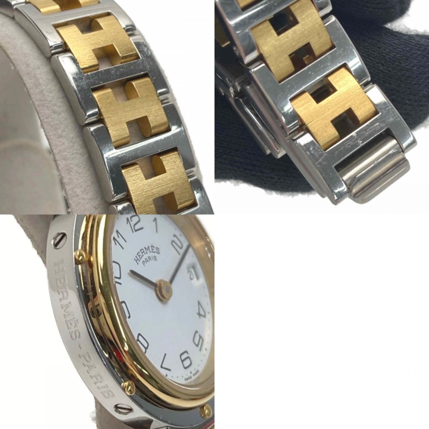 中古】 HERMES エルメス クリッパー CL4.220 ホワイト文字盤 クォーツ