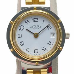 ☆☆ HERMES エルメス クリッパー CL4.220 ホワイト文字盤 クォーツ レディース 腕時計 Bランク