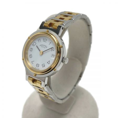  HERMES エルメス クリッパー CL4.220 ホワイト文字盤 クォーツ レディース 腕時計