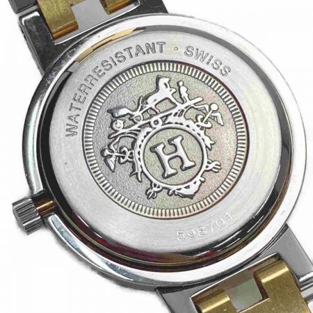  HERMES エルメス クリッパー CL4.220 ホワイト文字盤 クォーツ レディース 腕時計