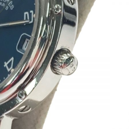  HERMES エルメス クリッパー デイト CL4.210 ブルー クォーツ レディース 腕時計