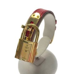  HERMES エルメス ケリーウォッチ ○Y刻印 ゴールド文字盤 クォーツ レディース 腕時計 Bランク