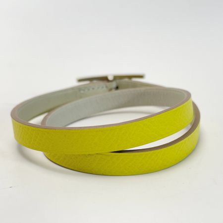  HERMES エルメス ビーアピ M刻印 ドゥブルトゥール ライムxエタン リバーシブル ブレスレット スイフト レディース シルバー金具 布袋有