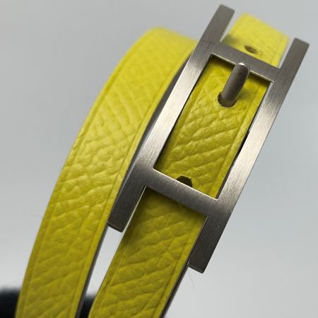  HERMES エルメス ビーアピ M刻印 ドゥブルトゥール ライムxエタン リバーシブル ブレスレット スイフト レディース シルバー金具 布袋有