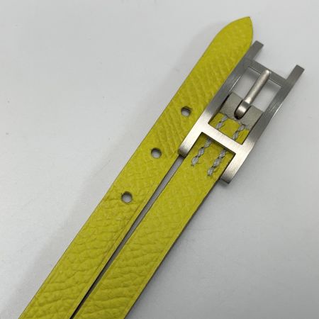  HERMES エルメス ビーアピ M刻印 ドゥブルトゥール ライムxエタン リバーシブル ブレスレット スイフト レディース シルバー金具 布袋有