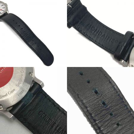  MONDAINE ストップトゥーゴー 30358 ホワイト クォーツ メンズ 腕時計 Stop2Go