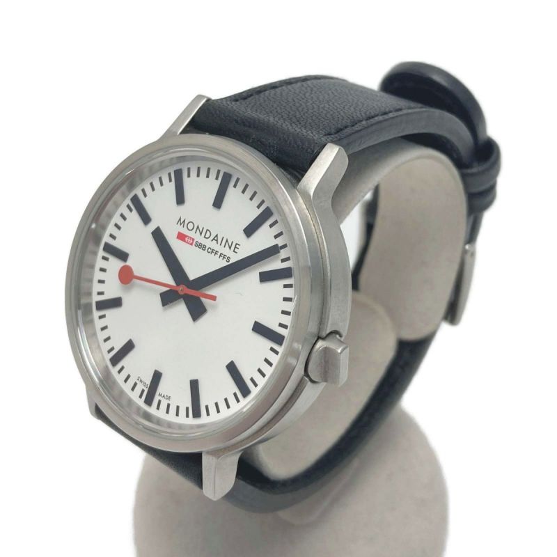 MONDAINE モンディーン ストップトゥーゴー 30358 ホワイト クォーツ メンズ 腕時計 Stop2Goメンズ - 腕時計(アナログ)
