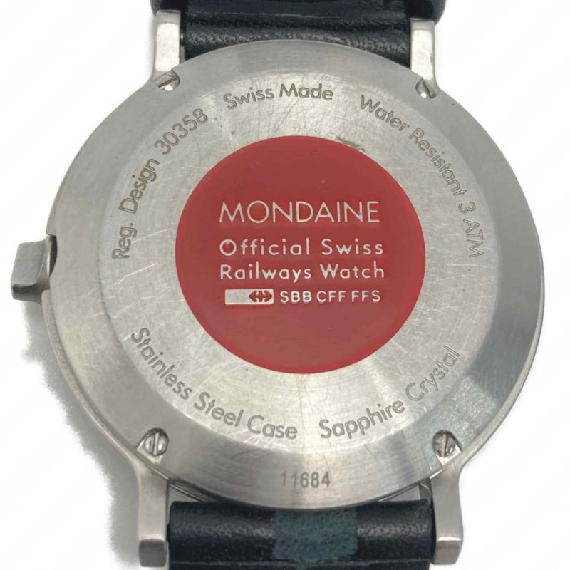 中古】 MONDAINE ストップトゥーゴー 30358 ホワイト クォーツ メンズ ...