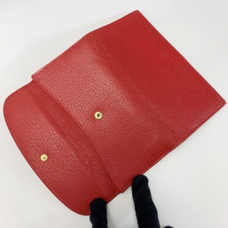  GUCCI グッチ Wホック 035・661 レッド 長財布 レディース ゴールド金具