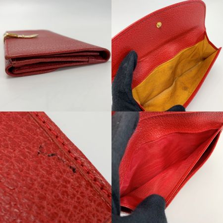  GUCCI グッチ Wホック 035・661 レッド 長財布 レディース ゴールド金具