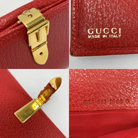  GUCCI グッチ Wホック 035・661 レッド 長財布 レディース ゴールド金具