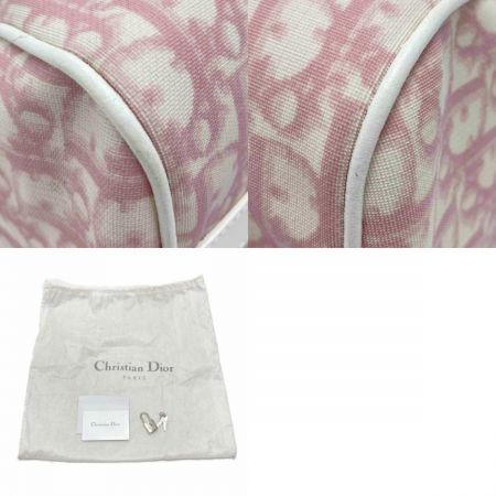  Christian Dior クリスチャンディオール トロッター ハンドバッグ ミニボストン ピンク 布袋・パドロック・鍵有