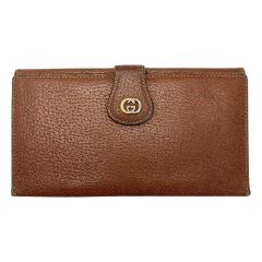  GUCCI グッチ インターロッキングG ピッグレザー 035･381･0294 ブラウン 長財布 レディース Cランク