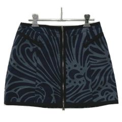  LOUIS VUITTON ルイヴィトン ジップアップ パイピングデザイン ミニスカート SIZE 36 レディース グレー Bランク