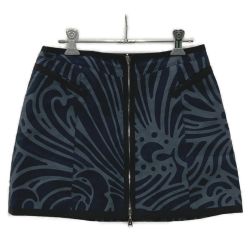 ☆☆ LOUIS VUITTON ルイヴィトン ジップアップ パイピングデザイン ミニスカート SIZE 36 レディース グレー Bランク