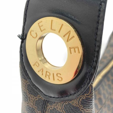  CELINE セリーヌ マカダム柄 ワンショルダーバッグ MC99/1 ブラック×ブラウン サークルロゴ金具