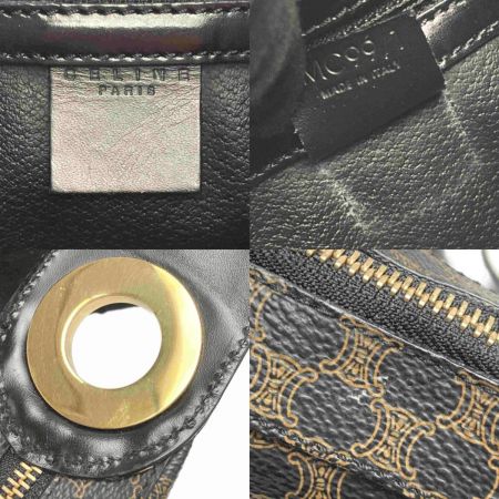  CELINE セリーヌ マカダム柄 ワンショルダーバッグ MC99/1 ブラック×ブラウン サークルロゴ金具