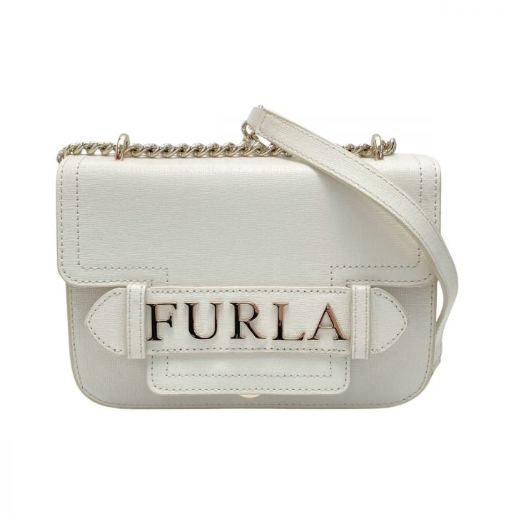 FURLA フルラ キャロル ミニショルダーバッグ ホワイト ロゴ チェーンショルダー CAROL MINI  CROSSBODY｜中古｜なんでもリサイクルビッグバン