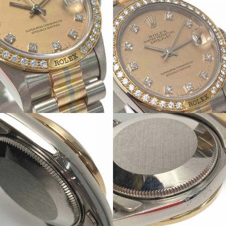  ROLEX ロレックス デイトジャスト トリドール 10P ベゼルダイヤ 68149/8807808 K18 自動巻き 腕時計